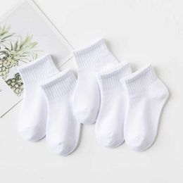 Kids Socks 5 Pairs/Lot Summer Children Cotton Socks Fashion Black White Grey For 1-12 years Kids Teen Student Baby Girl Boy Socks Y240504