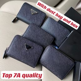 Top 7A Small Saffiano Leather Zipper Wallet With box dustbag 5 Kinds Of Logo Gold Silver Hardware Designer Short Cards Holders Lady Fashion Coin Purse 273v