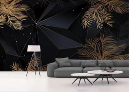 3D Largescale Wallpaper Mural Nordic Modern Minimalist Abstract Geometric Golden Leaf Triangle Luxury Decor Background Wall9608258