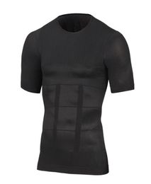 Men039s TShirts Men Body Shapers Fitness Elastic Abdomen Tight Fitting Short Sleeve Shirt Tank Tops Shape Underwear Slimming B2630737