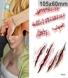 Halloween tattoo stickers Simulation prank blood scar tattoos wound scar Halloween special effects makeup Body painting waterproof8379032