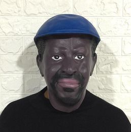 Realistic Black Man Male Latex Mask Goatee Beard Disguise Halloween Fancy Dress8482996