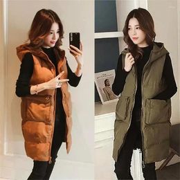 Women's Vests 2024 Winter Sleeveless Tank Top Women Down Jacket Puffer Parkas Hooded Padded Loose Fit Female Fashion Casual Outwear