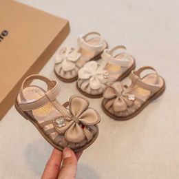 Sandals Summer Baby Toddler Shoes Girl Bowtie Soft Sole Antislip Outdoor Kids First Walkers Infant Sandalias 0-2 Years H240504