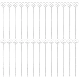 Decorative Flowers 100 Pcs Transparent Plastic Heart-shaped Flower Card Holder Set Valentines Decoration Giftcard Bouquet Clear Picks