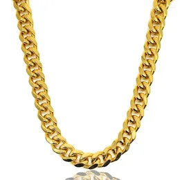 Chains AMUMIU Cuban For Men Hip Hop Jewellery Wholesale Gold Colour Thick Stainless Steel Long Big Chunky Necklace Gift HZN185