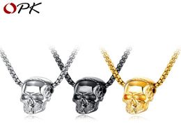 Bling Gold black Stone Eyes Ghost Rhinestone Pendants Necklaces Men Women Hip Hop Crystal Skull Head Jewelry Gifts Chains1689550