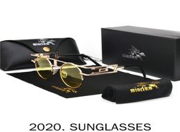 Sunglasses 2021 Small Round Women Men UV400 Metal Brand Designer Punk Sun Glasses Vintage Goggles Black Shades FML7048282