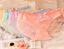 Bow tie cute girl Women039s Panties underwear transparent womens lace sexy ladies underwears NP0259559346