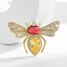 Brooches Donia Jewelry Fashion Bee Titanium Steel Micro-Inlaid Zircon Silver Needle Luxury Retro Insect Brooch