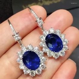 Dangle Earrings Huitan Noble Deep Blue Cubic Zirconia Women Wedding Anniversary Party Lady's Gift Elegant Ear Jewellery