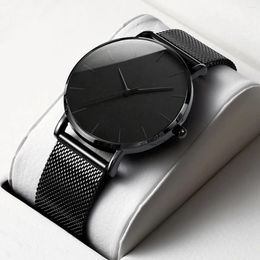 Wristwatches 2024 Minimalist Men Fashion Ultra Thin Watches Simple Business Stainless Steel Mesh Belt Quartz Watch Leisure
