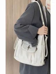 Shoulder Bags Y2K Soft Leather Versatile Large Capacity Tote Bag Star Classic Korean Casual Crossbody Student