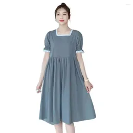 Party Dresses Summer Midi Dress Breathable Lady Short Sleeves Daily Wear Stylish Korean