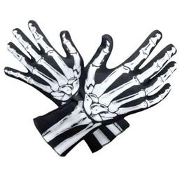 SzBlaZe Brand New Halloween Masquerade Skeleton gloves Ghost Bone Reaper Print Cosplay Full Finger Gloves Skull Opera Gloves T22084054281