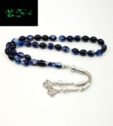 Blue Luminous Tasbih Muslim resin Rosary Everything is new misbaha Eid Ramadan Gift islamic masbaha 33 prayer beads bracelet Y20076486532