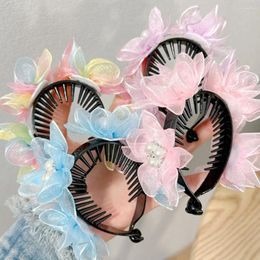 Hair Accessories Pearl Flower Ponytail Clip Korean Style Mesh Headdress Claw Colorful Banana Children
