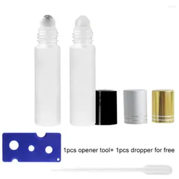 Storage Bottles 12pcs/lot 10ml Roller For Essential Oils Frost Glass Roll On With Glass/Stainless Steel Balls