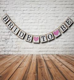 Bridal Shower Bunting Banner Hen Night BRIDE TO BE Banners Burlap Rustic Vintage Party Hanging Decoration flags festive supplies h6863153