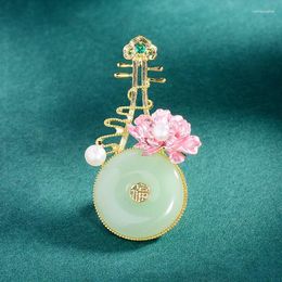 Brooches Chinese Style Exquisite Peony Pipa Brooch Suit Accessories Freshwater Pearl Antique Creative Corsage Pin High-grade