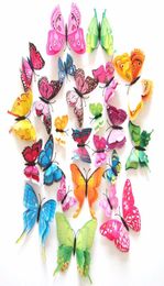House Decoration Double Wings Magnet Butterflies Refrigerator Stickers Home Decor Removable 3D Wall Stickers Home Decor 12 PCS5618536