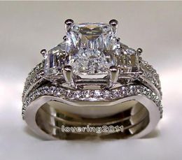 choucong Princess cut 5ct Diamond 10KT White Gold Filled 3in1 Engagement Wedding Ring Set Size 511 Gift7877062