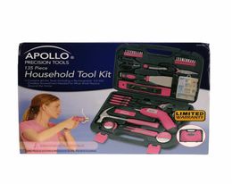 NOB Apollo Tools DT0773N1 135 Piece Household DIY Useful Tool Kit in Pink9847165