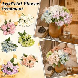 Decorative Flowers Small Handful Of Water Hydrangea Wind Simulation Flower Home Decoration Long Stem Artificial For Tall Vase