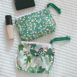 Cosmetic Bags Cotton Floral Small Make Up Bag Mini Organizer For Women Lipstick Makeup Case Children Female Purse Coin Pouch