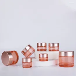 Storage Bottles 5Pcs 5g-50g Glass Cosmetic Jar Pot Face Cream Skin Care Eye Jars Refillable Makeup Vials