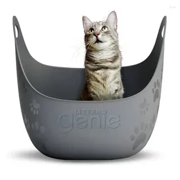 Dog Apparel Cat Litter Box With Handles Silver