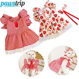 Dog Apparel Summer Dress With Bowknot Thin Clothes For Small Medium Dogs Sweet Princess Puppy Accessories