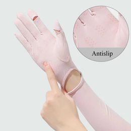 Sleevelet Arm Sleeves Ice silk sunscreen cover womens long gloves driving arm protective anti UV thin summer sports bike loose slip Q240430