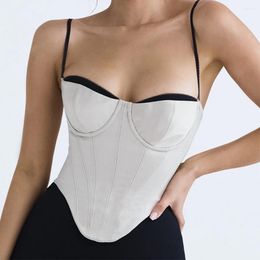 Women's Tanks Oligai Summer Cropped Corset Top Sexy Spaghetti Strap Bustier Short Casual Tops & Tees For Party Club White Clothing