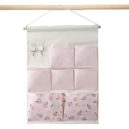 Storage Bags Hanging Bag Organizer Over The Door Pouch Waterproof Cotton Linen Wall Caddy With