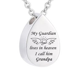 Charms Water droplets Cremation Pendant Choker Necklaces Ash My Guardian Angel Keepsake Memorial Necklace Women Men Jewelry27692670330