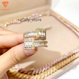 Fine Jewelry Ring Iced Out Hip Hop Gold Plated 925 Sterling Silver Ring Luxury Band VVS Moissanite Diamond Ring Ror Men