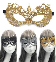 New 3D Lace Halloween Masquerade Half Face Women Lady Rhinestone Venetian Mask Costume Festive Dance Party Christmas Carnival Dres3786462