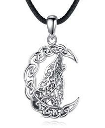 Merryshine 925 Sterling Sier Männer Celtic Viking Juwely Mond Wolf Halskette Anhänger1946157