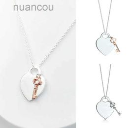 Collana a sospensione per il cuore e chiave per donne 925 Sterling Sterling Gioielli di lusso Gifts Co Drop 220412