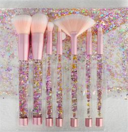 NA019 7pcs Crystal Makeup Brush sets Mermaid Unicorn Glitter Concealer Make up Brush Powder liquid Blusher Shading Eyeshadow maqui6445138