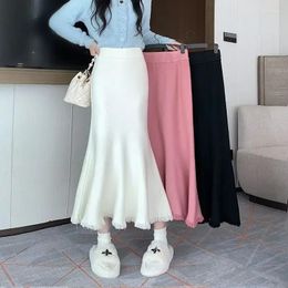 Skirts High Waisted Black Half Skirt For Autumn And Winter Pear Shaped Knitted Fishtail Women