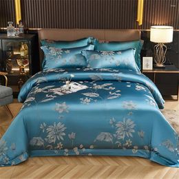 Bedding Sets High Precision Blue Red Jacquard 4-piece Bed Sheet Set Housse De Couette Comforter Covers Full