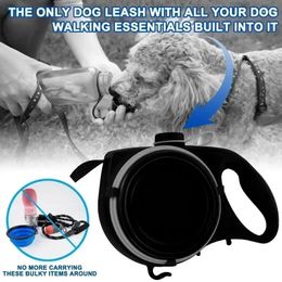 Dog Collars Running Walking Leash Multifunction Dispenser Bowl With Waste Built-in Traction Rope Outdoor Water Bottle Supply Pet Bag