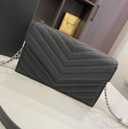 Cowhide chain wallet designer shoulder bags women high quality fashion handbag small clutch purse cross body messengner bag Caviar classic ladies envelope Bag