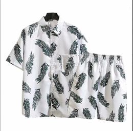 Hawaii collection beach style 2Pcs set shirt men with 3D printing summer suit collar short sleeve Shirts Man pants 240426
