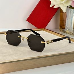 Designer Sunglasses For Men Women Summer 0439 Fashion Outdoor Leisure Style Anti-Ultraviolet Retro Plate Frameless CR39 UV400 Wooden Temples Eyeglasses Random Box