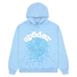 Men's Hoodies Sweatshirts Hoodies Mens Sweatshirts 2023 New Sky Blue Hoodie Men Women 1 Hip Hop Young Thug Spider World Wide 555555 Print Pullover R231011 R23082md