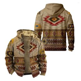 Men's Hoodies Tribal Graphic Prints Zipper Winter Men/Women Clothing Ethnic Style Long Sleeve Jacket Sweatshirt Outerwear 2024