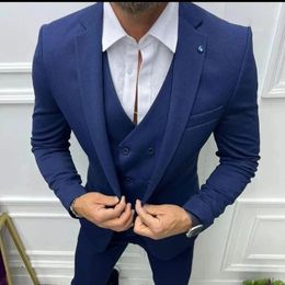 Men's Suits Slim Fit Solid Color Elegant Men Single Breasted Notch Lapel Wedding Male Clothing Tailor 3 Piece Jacket Pants Vest Sets